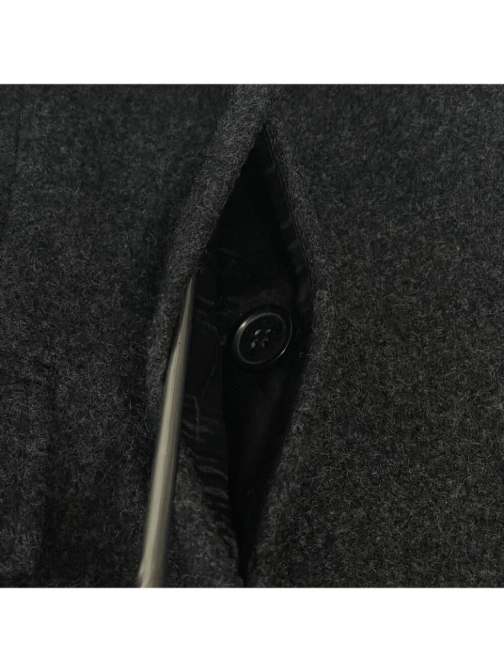Express Womens Coat Size 7 / 8 Medium Wool Blend Hooded Pockets Lined Gray - Picture 4 of 7